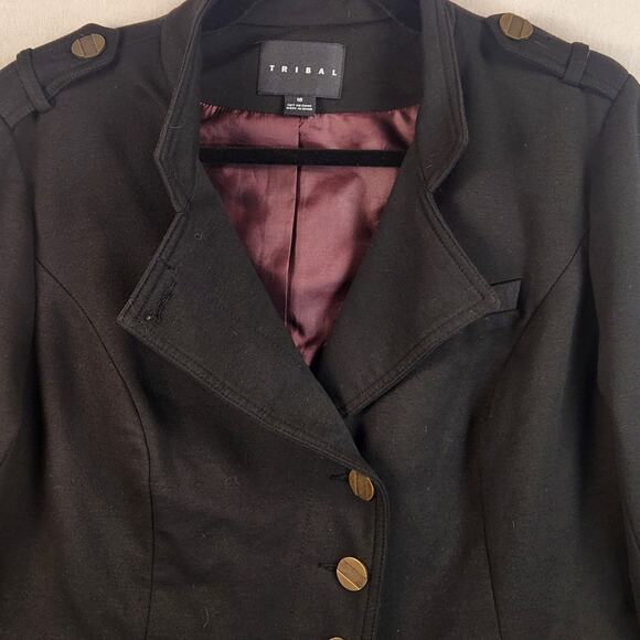 Tribal Blazer Women’s SZ 10 Black Lined Knit Decorative Buttons EUC - Picture 5 of 15
